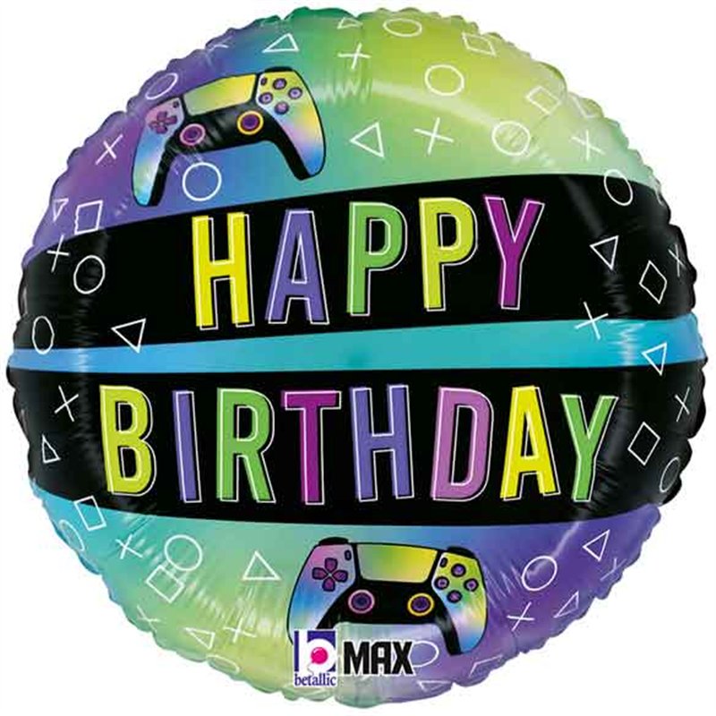 18in VIVID GAMING BIRTHDAY FOIL BALLOON