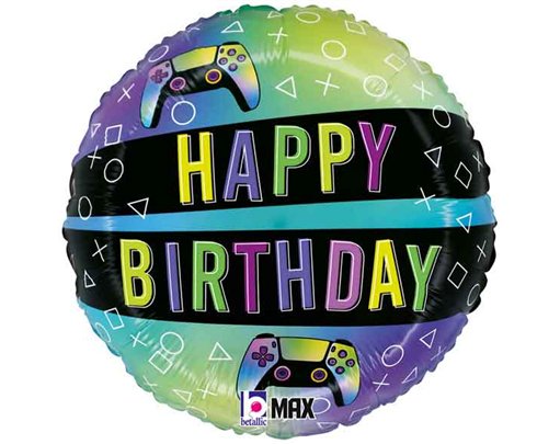 18in VIVID GAMING BIRTHDAY FOIL BALLOON