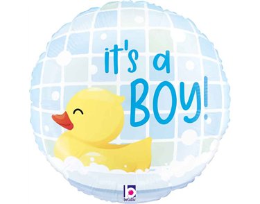 9in IT'S A BOY RUBBER DUCKY MINI AIR FILL FOIL BALLOON 10S