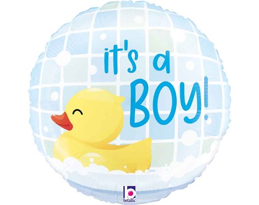 9in IT'S A BOY RUBBER DUCKY MINI AIR FILL FOIL BALLOON 10S