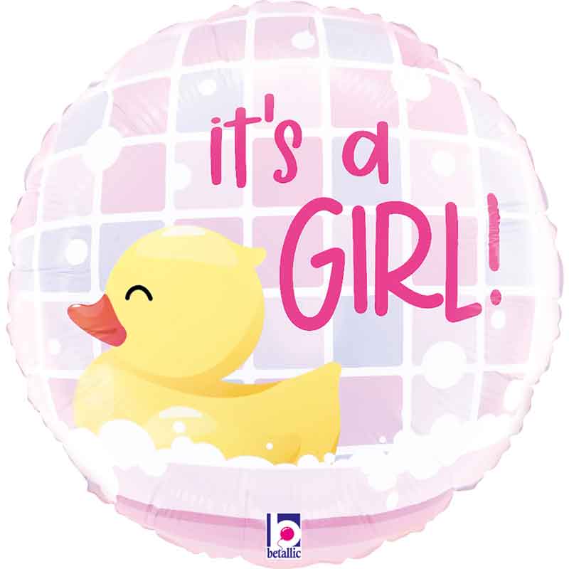 9in IT'S A GIRL RUBBER DUCKY MINI AIR FILL FOIL BALLOON 10S