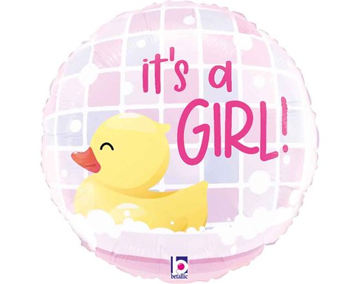 9in IT'S A GIRL RUBBER DUCKY MINI AIR FILL FOIL BALLOON 10S