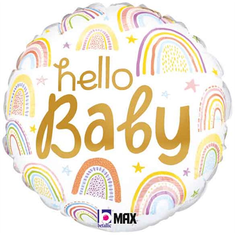 18in HELLO BABY RAINBOW FOIL BALLOON