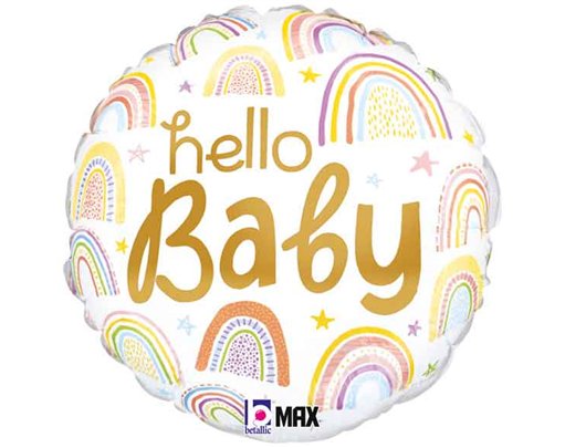 18in HELLO BABY RAINBOW FOIL BALLOON