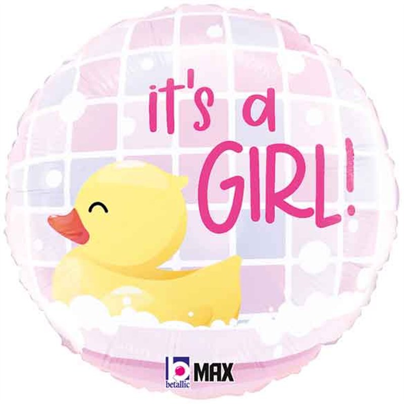 18in IT'S A GIRL RUBBER DUCKY FOIL BALLOON