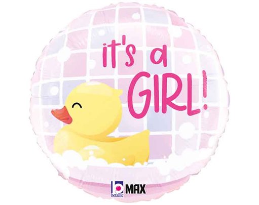 18in IT'S A GIRL RUBBER DUCKY FOIL BALLOON