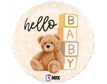 18in HELLO BABY TEDDY BEAR FOIL BALLOON