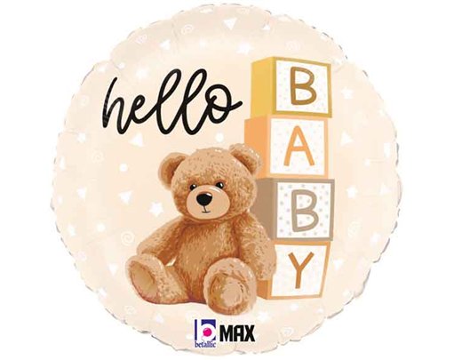 18in HELLO BABY TEDDY BEAR FOIL BALLOON