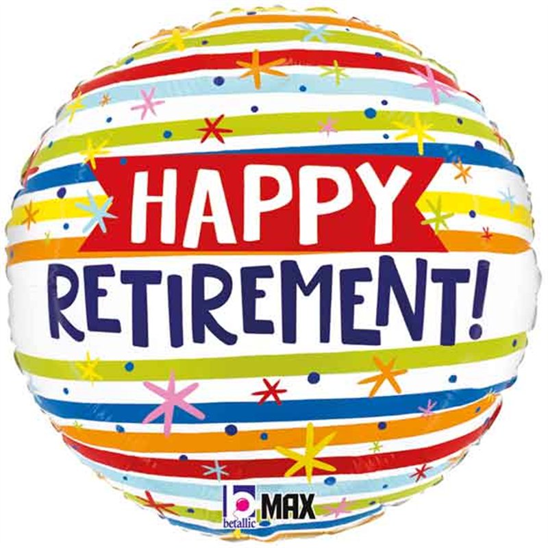 18in HAPPY RETIREMENT STRIPES FOIL BALLOON
