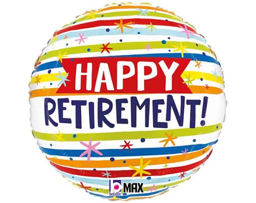 18in HAPPY RETIREMENT STRIPES FOIL BALLOON