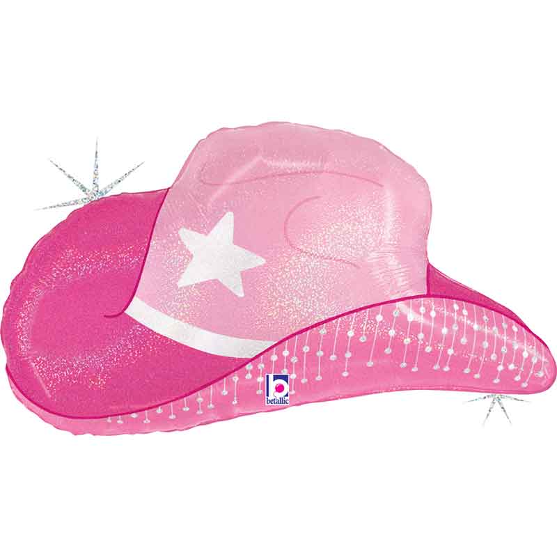30in PINK COWGIRL HAT FOIL BALLOON