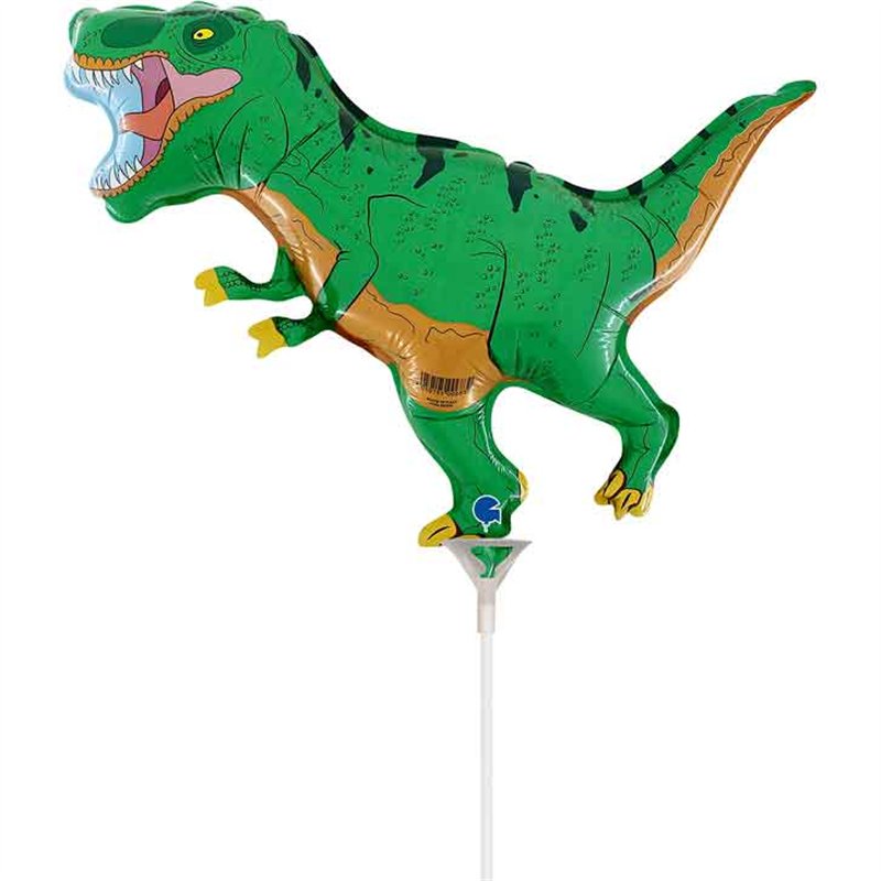15in DINO T-REX GREEN MINI AIR FILL FOIL BALLOON 10S