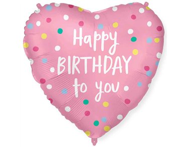 18in HAPPY BIRTHDAY PINK HEARTS FOIL BALLOON