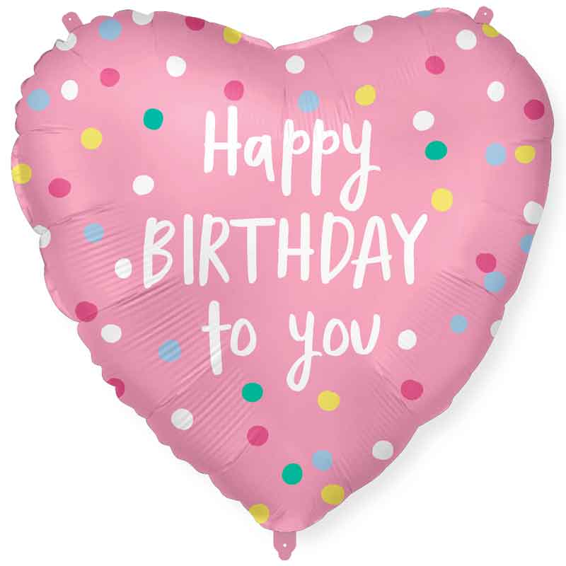 18in HAPPY BIRTHDAY PINK HEARTS FOIL BALLOON