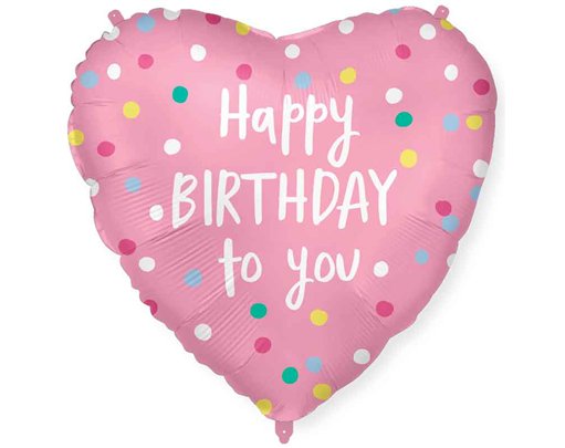 18in HAPPY BIRTHDAY PINK HEARTS FOIL BALLOON