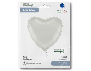 18in WHITE HEART FOIL BALLOON