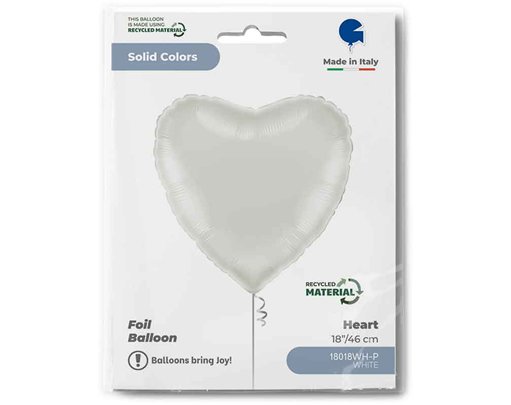 18in WHITE HEART FOIL BALLOON