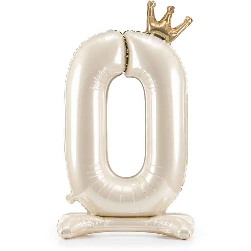 LIGHT CREAM NUMBER 0 STANDING FOIL BALLOON