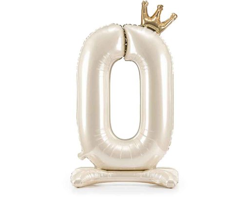 LIGHT CREAM NUMBER 0 STANDING FOIL BALLOON