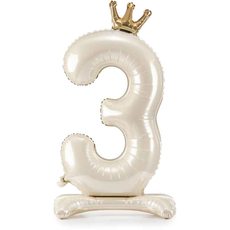 LIGHT CREAM NUMBER 3 STANDING FOIL BALLOON