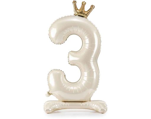 LIGHT CREAM NUMBER 3 STANDING FOIL BALLOON