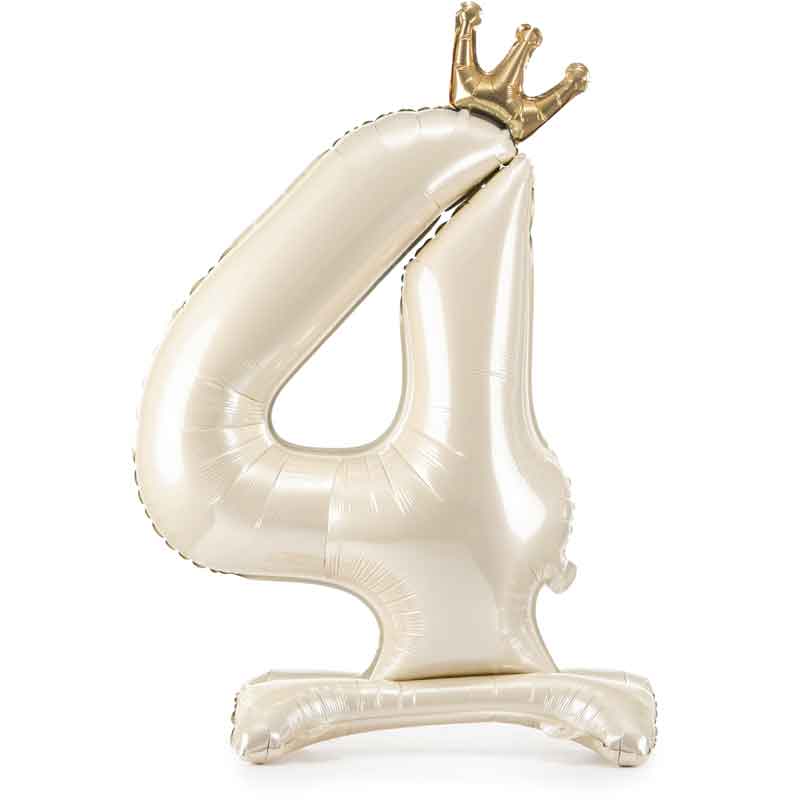 LIGHT CREAM NUMBER 4 STANDING FOIL BALLOON