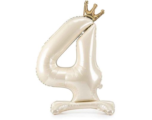 LIGHT CREAM NUMBER 4 STANDING FOIL BALLOON