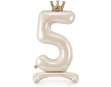 LIGHT CREAM NUMBER 5 STANDING FOIL BALLOON