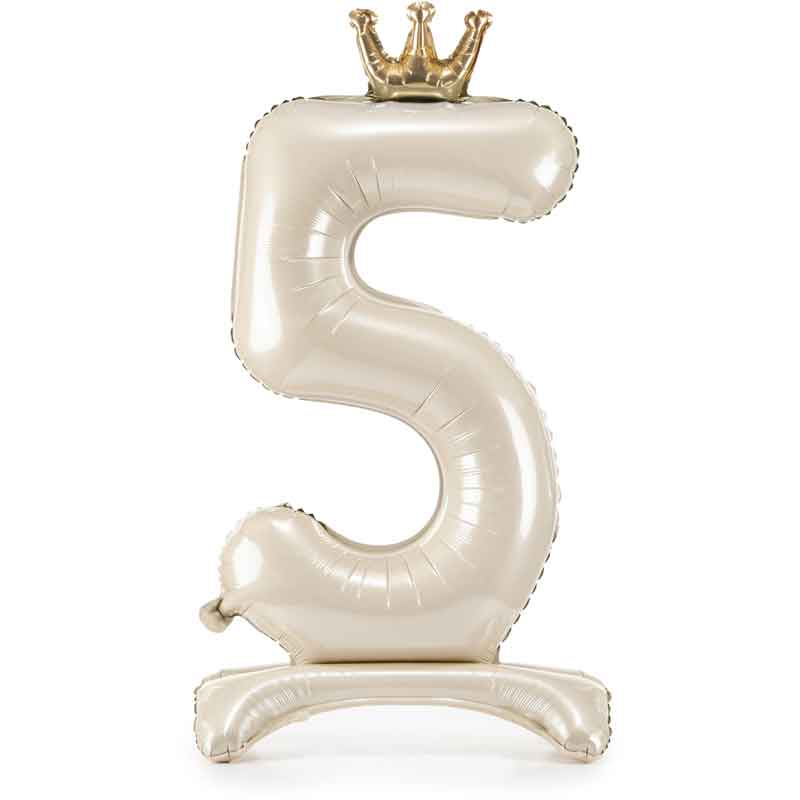 LIGHT CREAM NUMBER 5 STANDING FOIL BALLOON