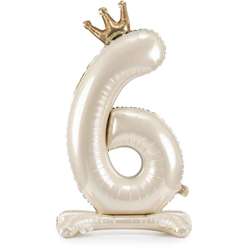 LIGHT CREAM NUMBER 6 STANDING FOIL BALLOON