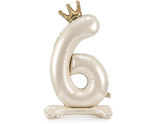 LIGHT CREAM NUMBER 6 STANDING FOIL BALLOON