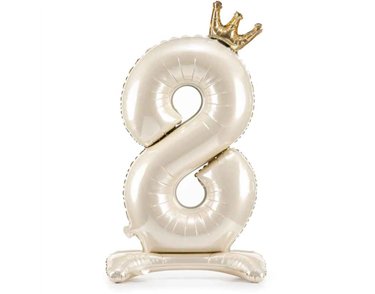 LIGHT CREAM NUMBER 8 STANDING FOIL BALLOON