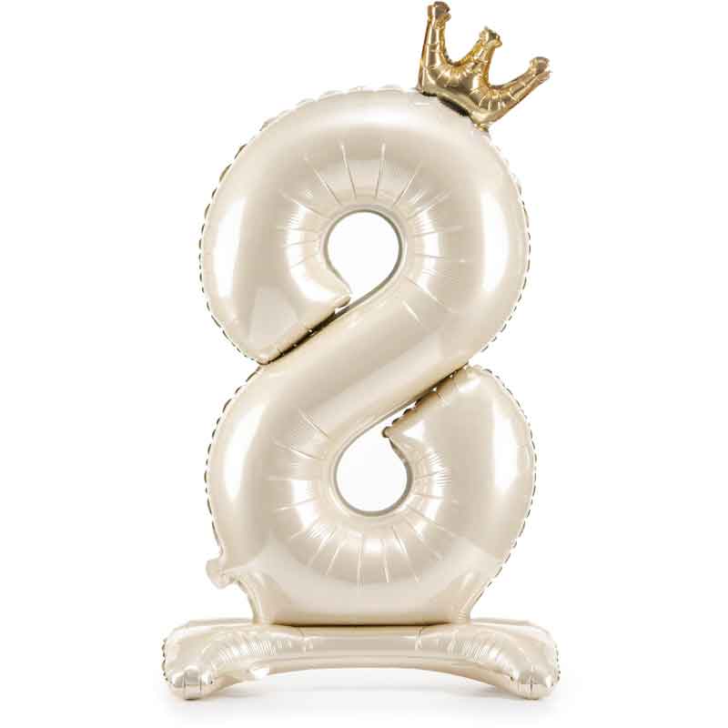 LIGHT CREAM NUMBER 8 STANDING FOIL BALLOON