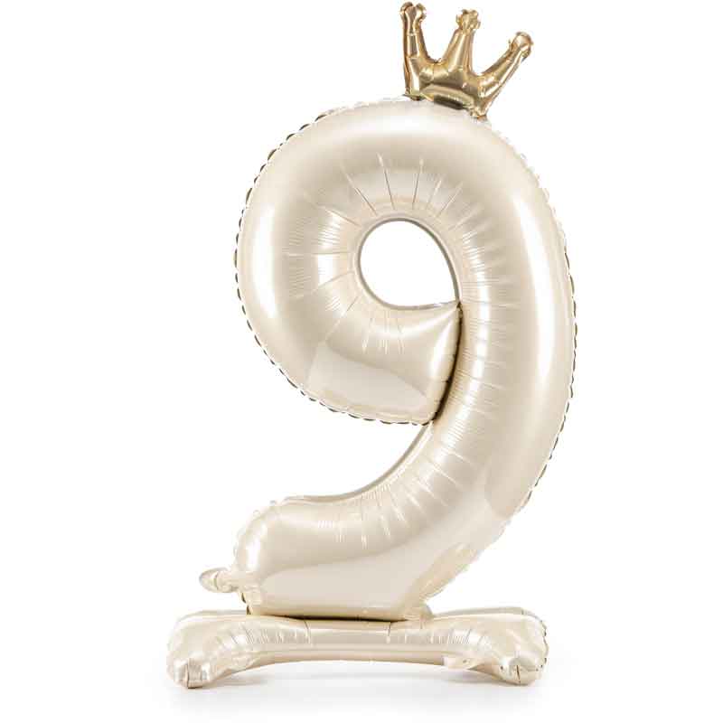 LIGHT CREAM NUMBER 9 STANDING FOIL BALLOON