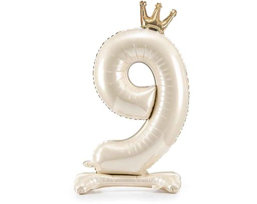 LIGHT CREAM NUMBER 9 STANDING FOIL BALLOON