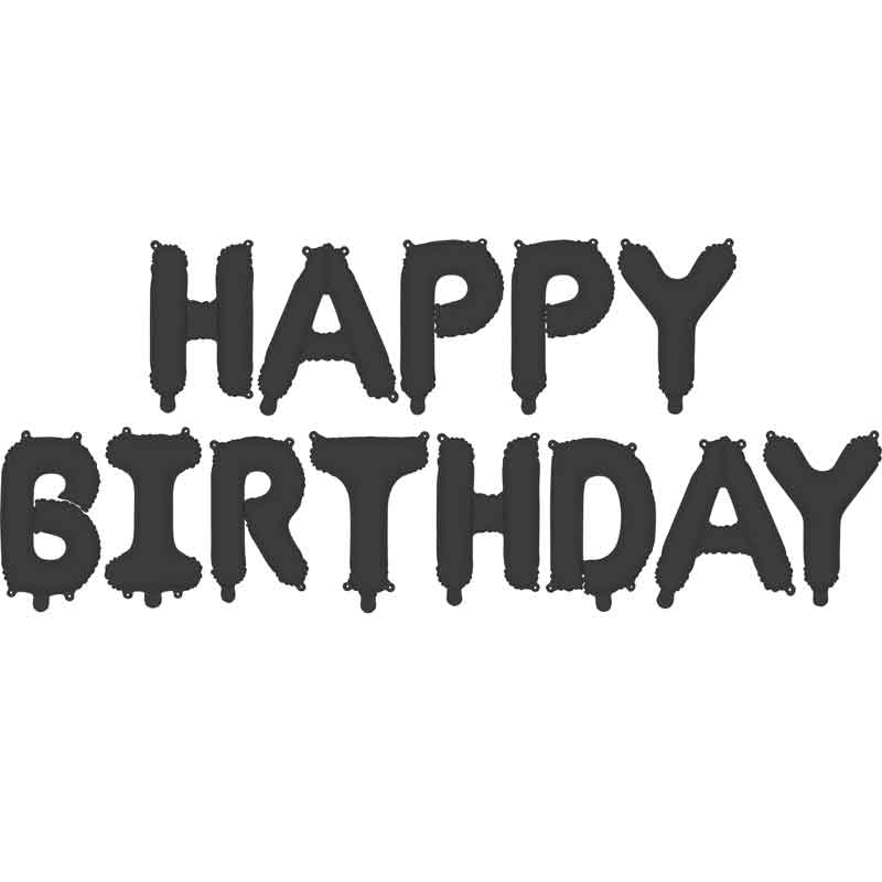 HAPPY BIRTHDAY BLACK AIR FILL FOIL BALLOON KIT
