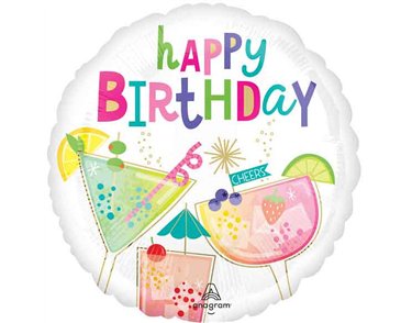 18in COCKTAIL SURPRISE BIRTHDAY FOIL BALLOON