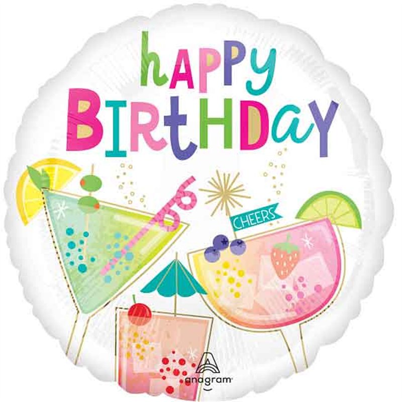 18in COCKTAIL SURPRISE BIRTHDAY FOIL BALLOON