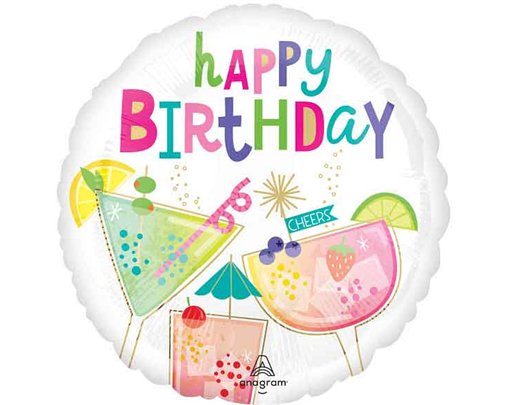 18in COCKTAIL SURPRISE BIRTHDAY FOIL BALLOON