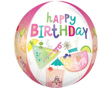 COCKTAIL SURPRISE BIRTHDAY ORBZ FOIL BALLOON