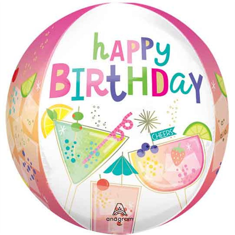 COCKTAIL SURPRISE BIRTHDAY ORBZ FOIL BALLOON