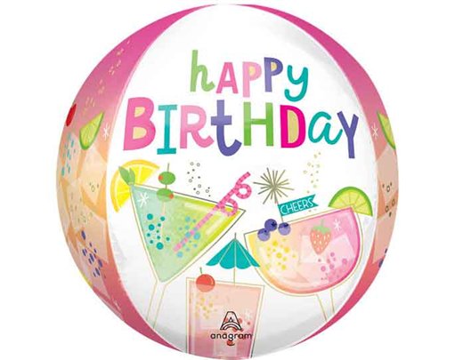 COCKTAIL SURPRISE BIRTHDAY ORBZ FOIL BALLOON