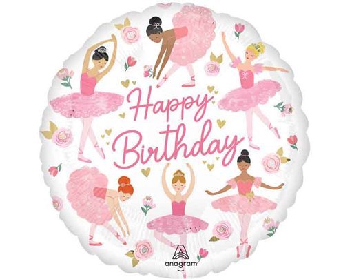18in BALLERINA GIRL BIRTHDAY FOIL BALLOON