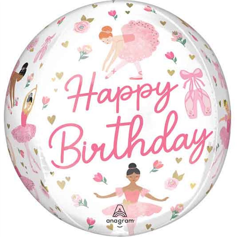 BALLERINA GIRL BIRTHDAY ORBZ FOIL BALLOON