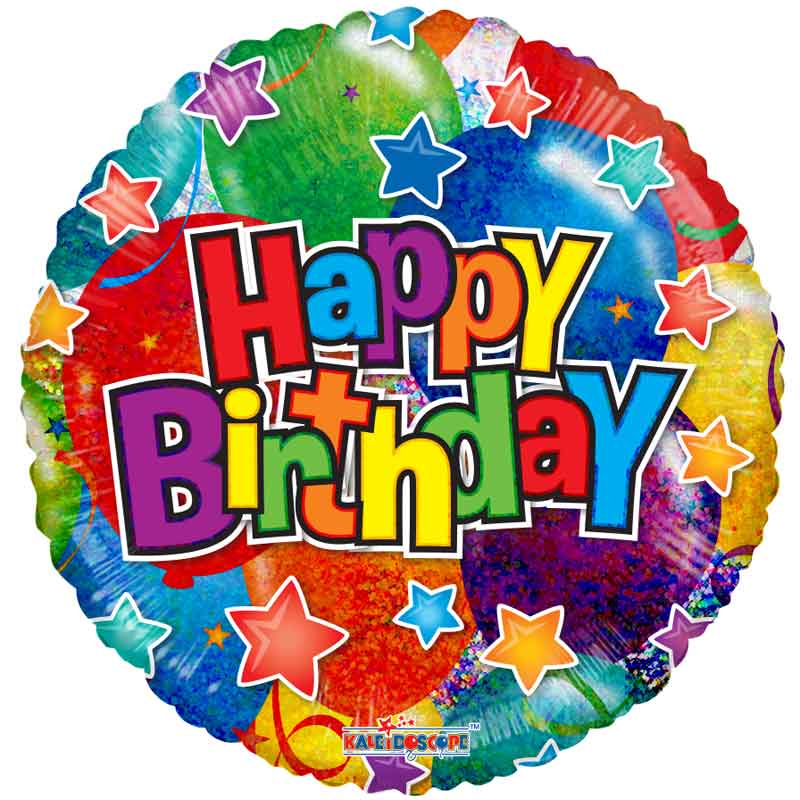 18in HAPPY BIRTHDAY HOLOGRAPHIC FOIL BALLOON