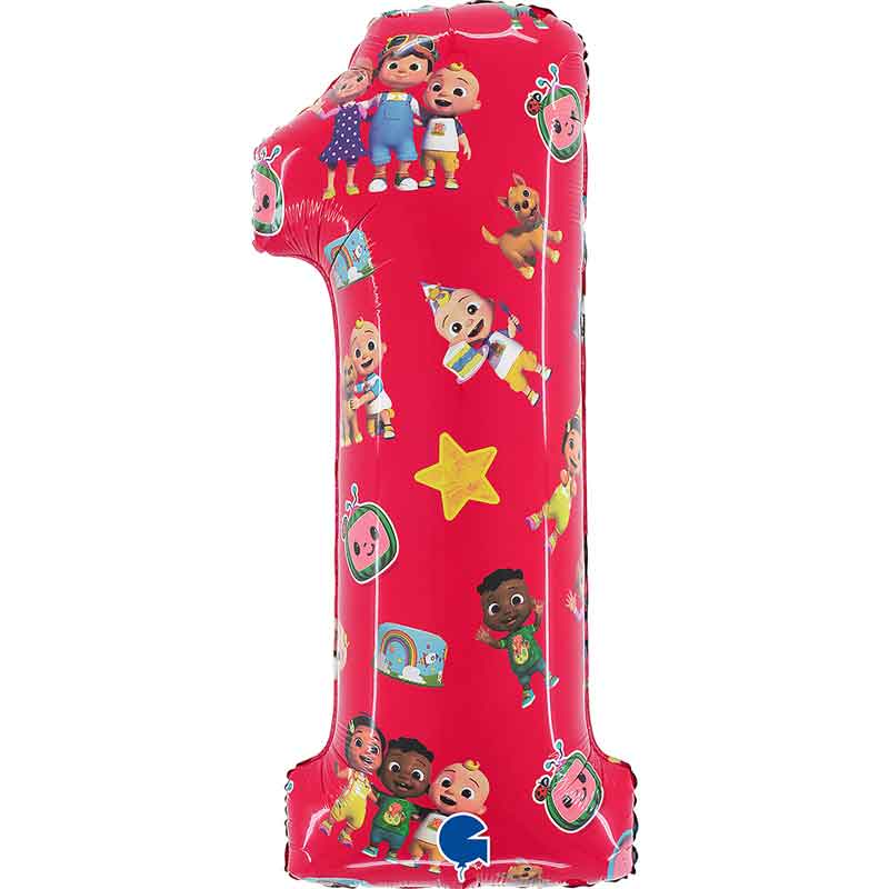 26in COCOMELON NUMBER 1 SHAPED FOIL BALLOON