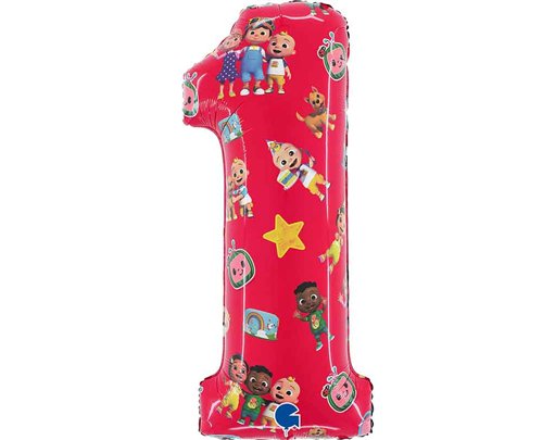 26in COCOMELON NUMBER 1 SHAPED FOIL BALLOON