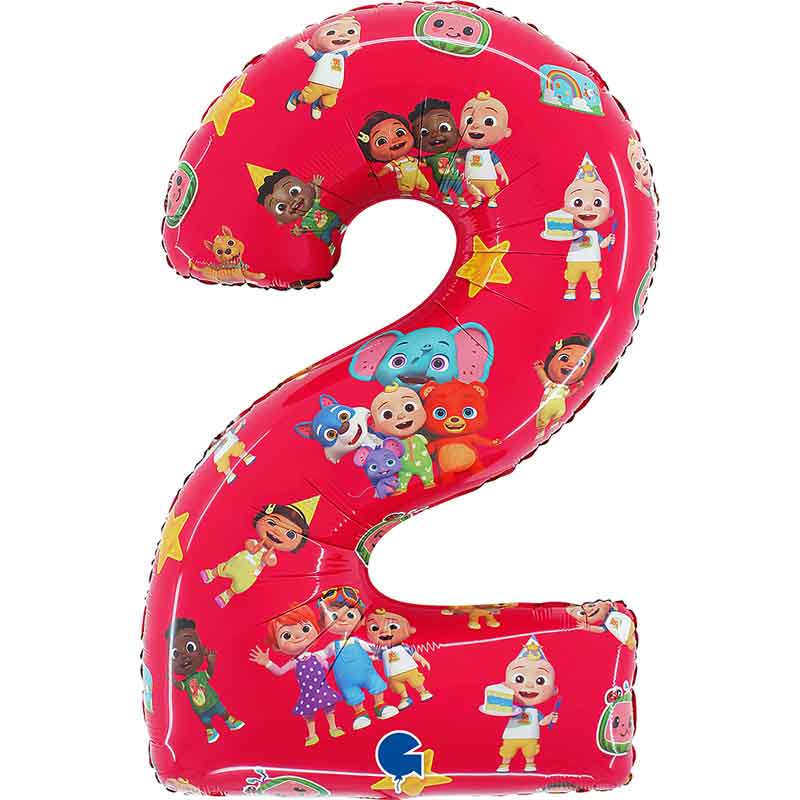 26in COCOMELON NUMBER 2 SHAPED FOIL BALLOON