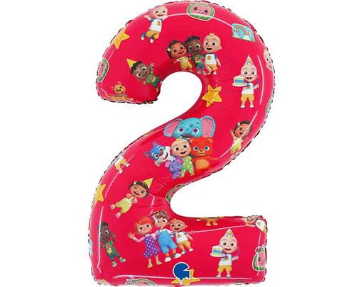 26in COCOMELON NUMBER 2 SHAPED FOIL BALLOON