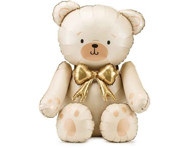 CREAM BEAR SHAPED FOIL BALLOON BEAR